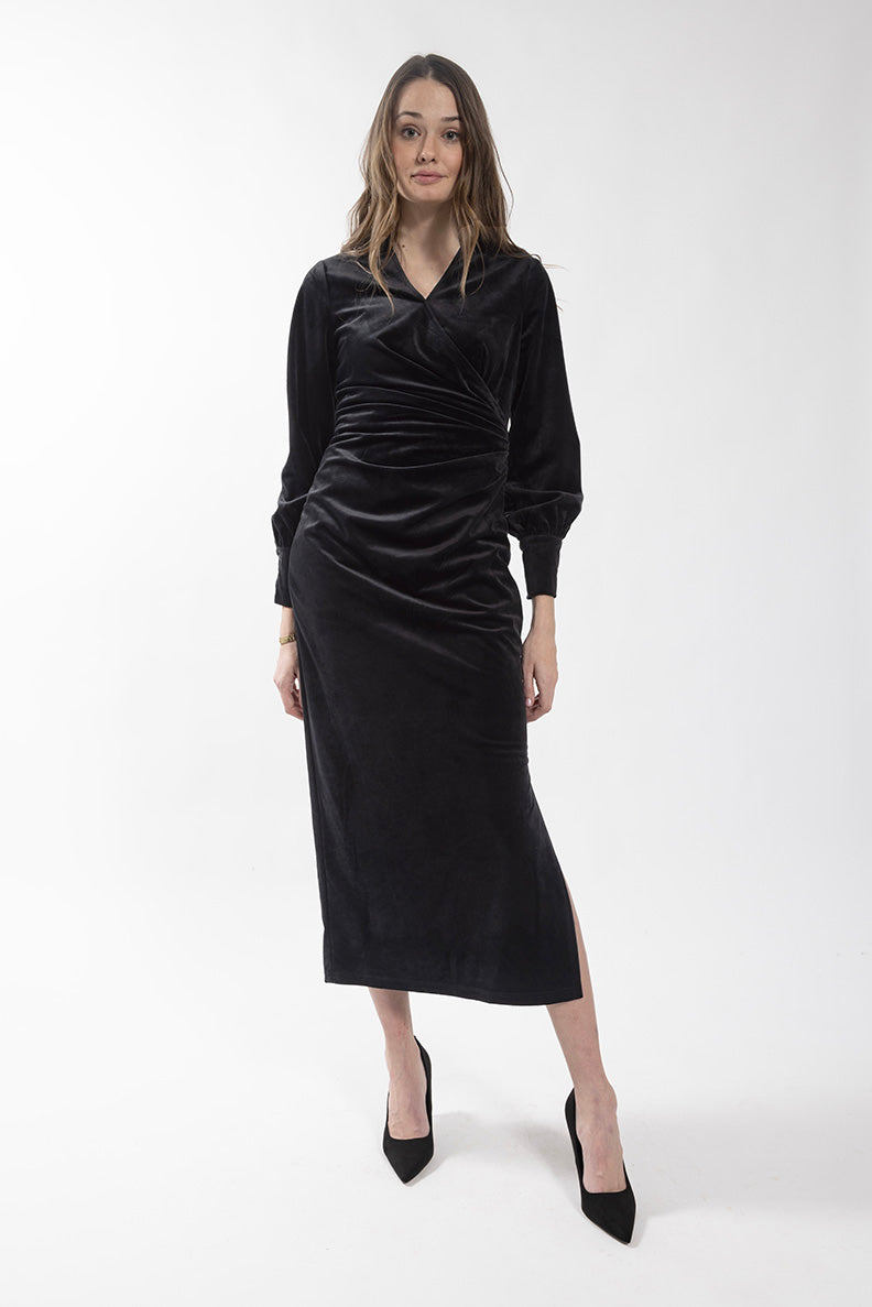 MAPLE & CLIFF VELVET DRAPE DRESS
