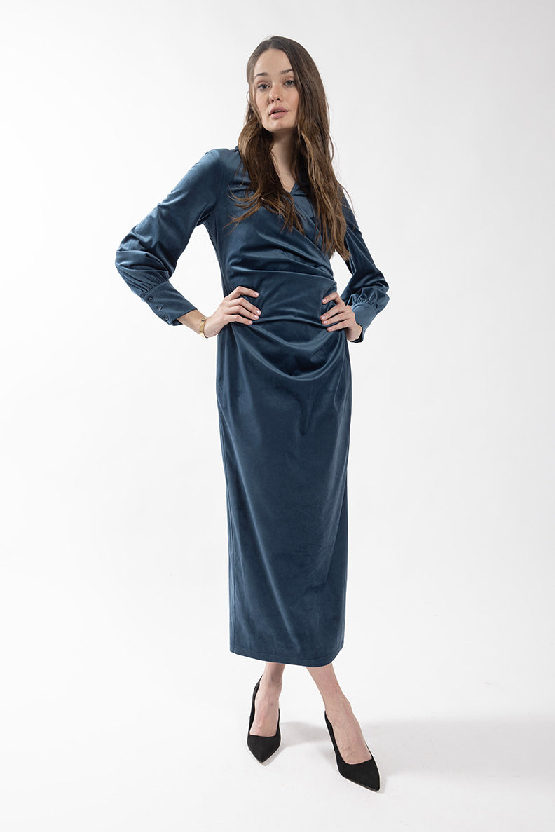 MAPLE & CLIFF VELVET DRAPE DRESS