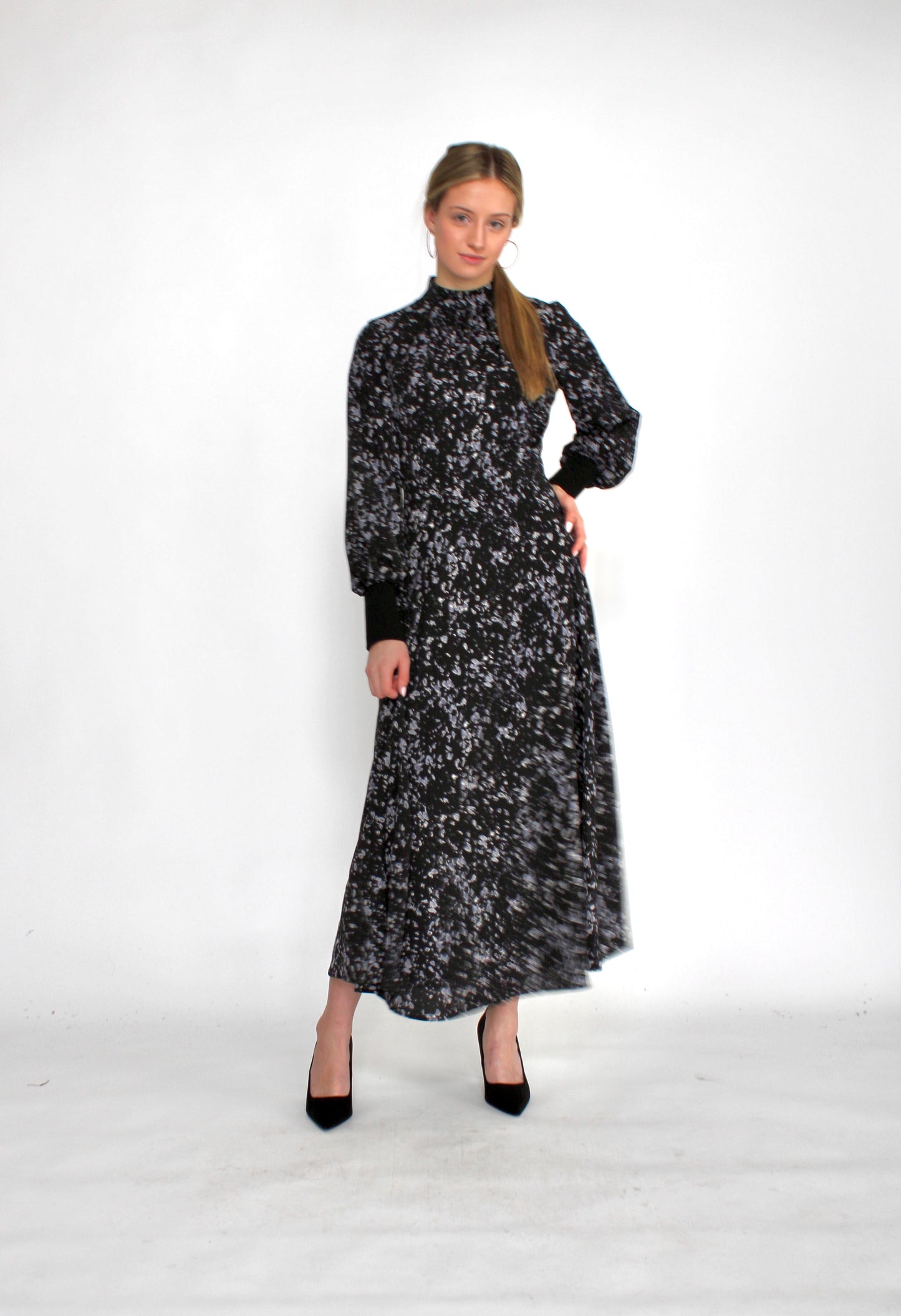 MAPLE & CLIFF WATER COLOR RIB CUFF DRESS