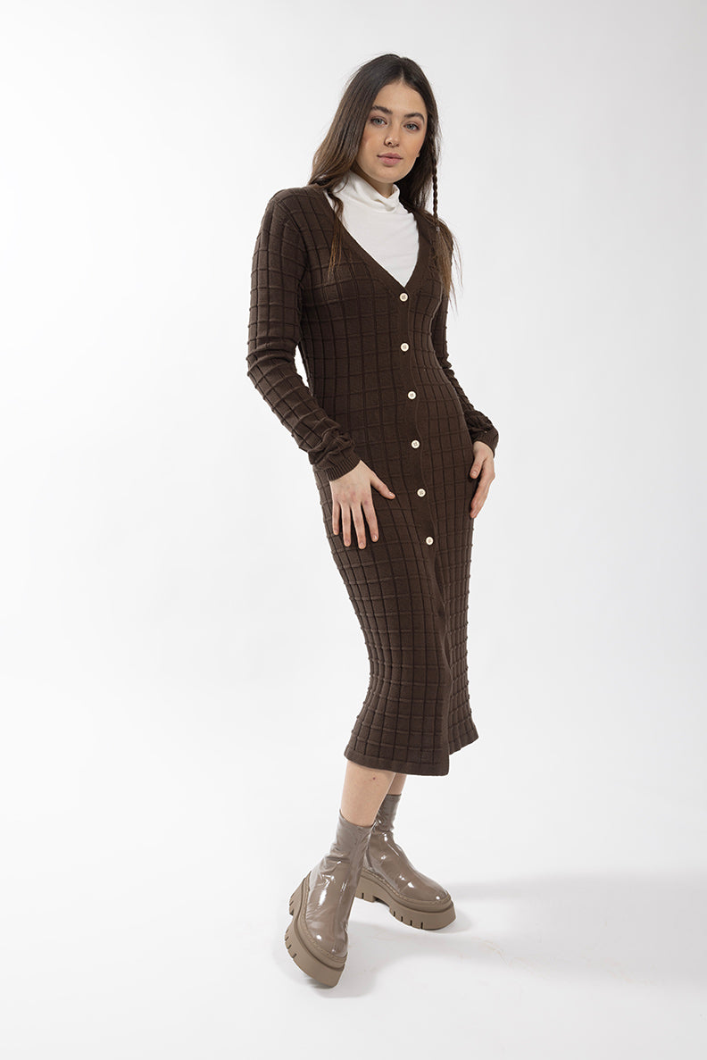 MAPLE & CLIFF SQUARE KNIT LONG CARDI