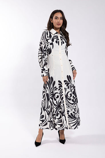 MAPLE & CLIFF Enlarged Paisley Print Shirt Dress
