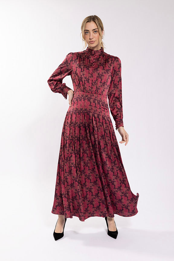 Maple & Cliff Silky Floral Button Front Dress