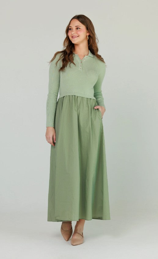 LOUP CONTRAST POLO MAXI DRESS