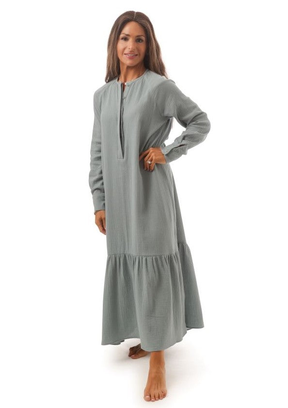 #OOTD GAUZE DROPWAIST DRESS W HIDDEN BUTTONS