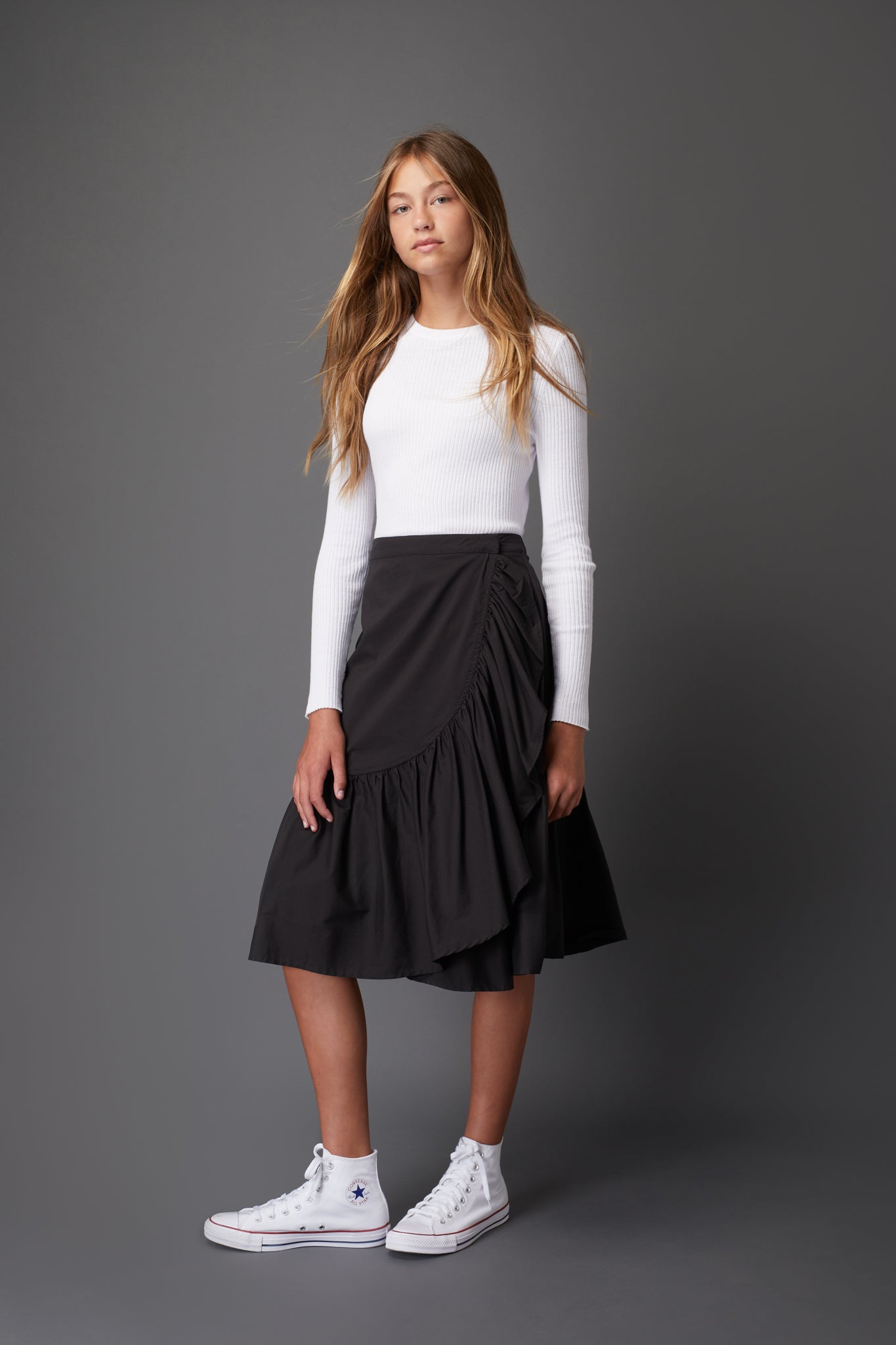 ZAIKAMOYA DIAGONAL RUFFLE SKIRT