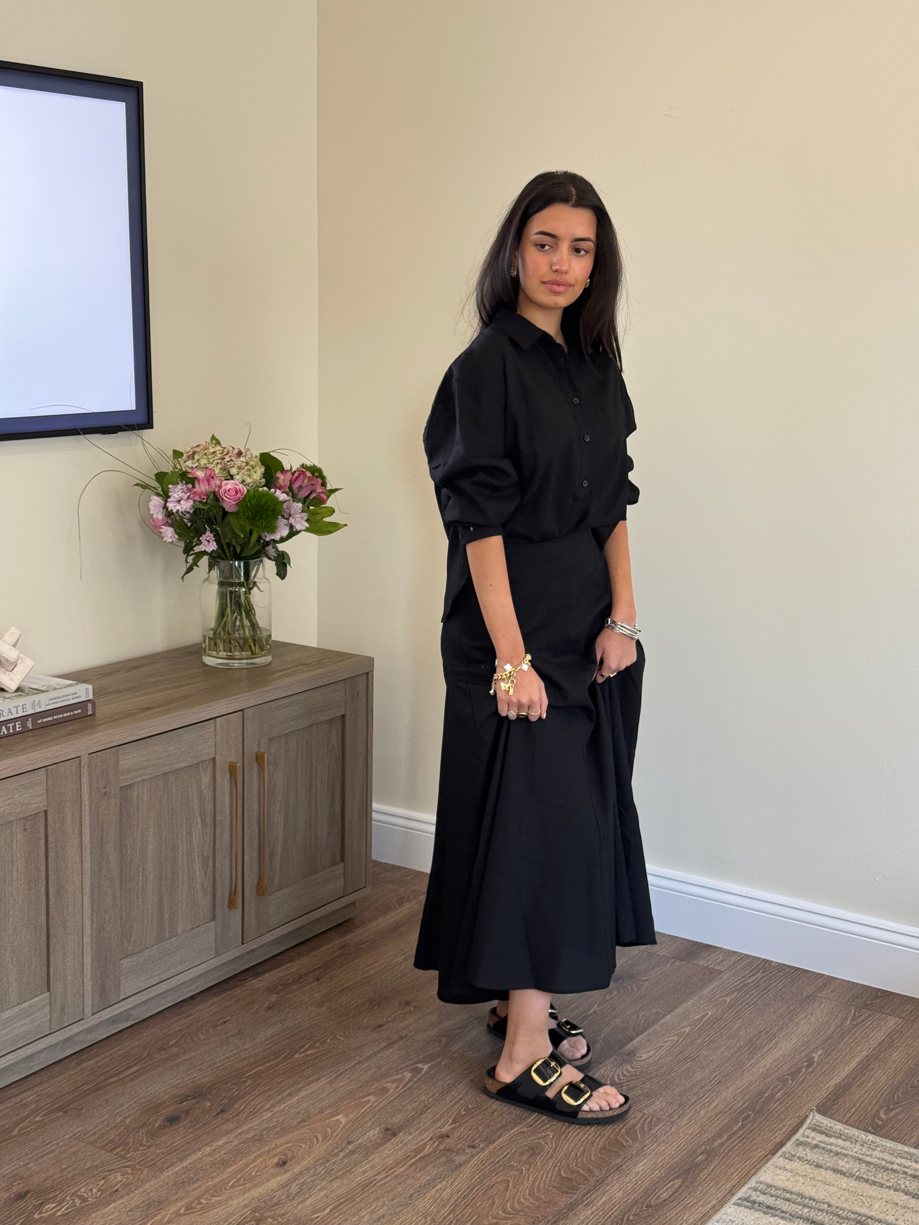 KUO Paneled Linen Skirt