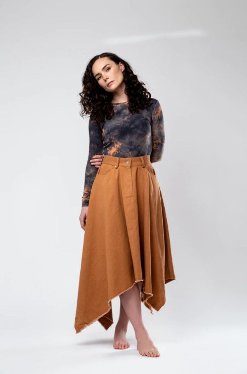 IN:05 ASYMMETRICAL FRINGE SKIRT