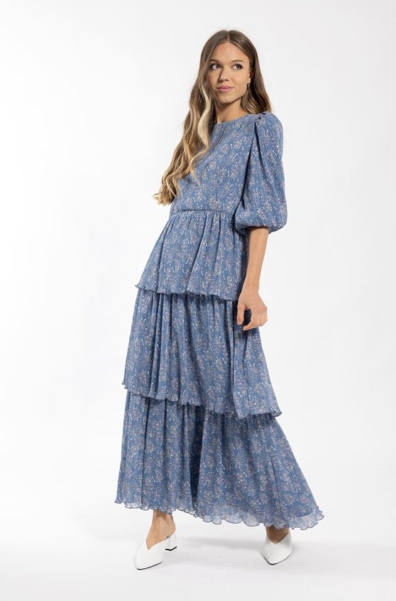 SOIE FLORAL LAYERED MAXI DRESS
