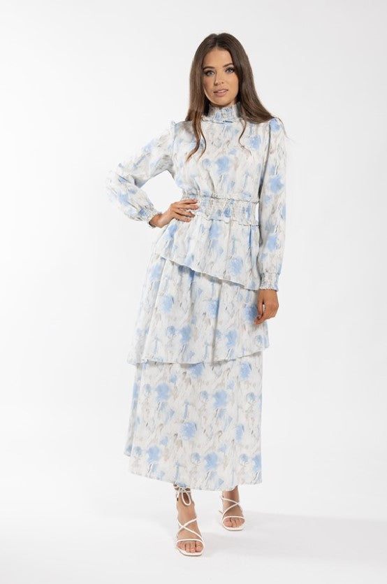 SOIE SMOCK DETAIL LAYERED MAXI DRESS