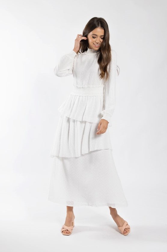 SOIE SMOCK DETAIL LAYERED MAXI DRESS