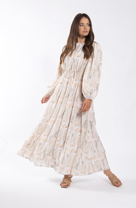 SOIE PAINT STROKE MAXI DRESS