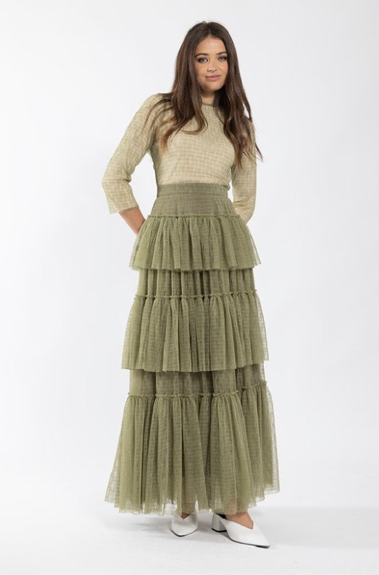 SOIE MESH LAYERED MAXI DRESS