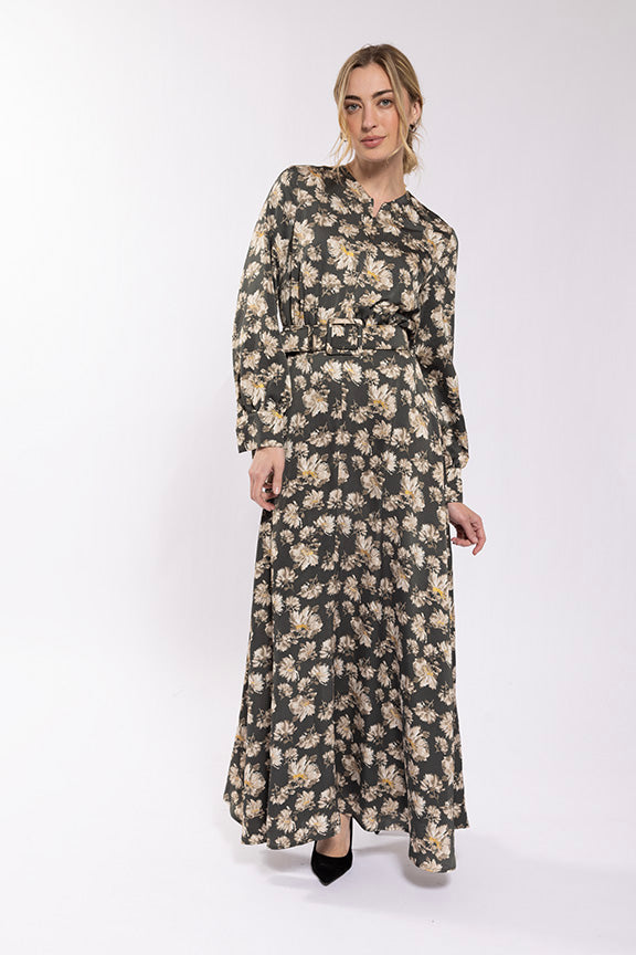 Soie Zip Front Floral Dress