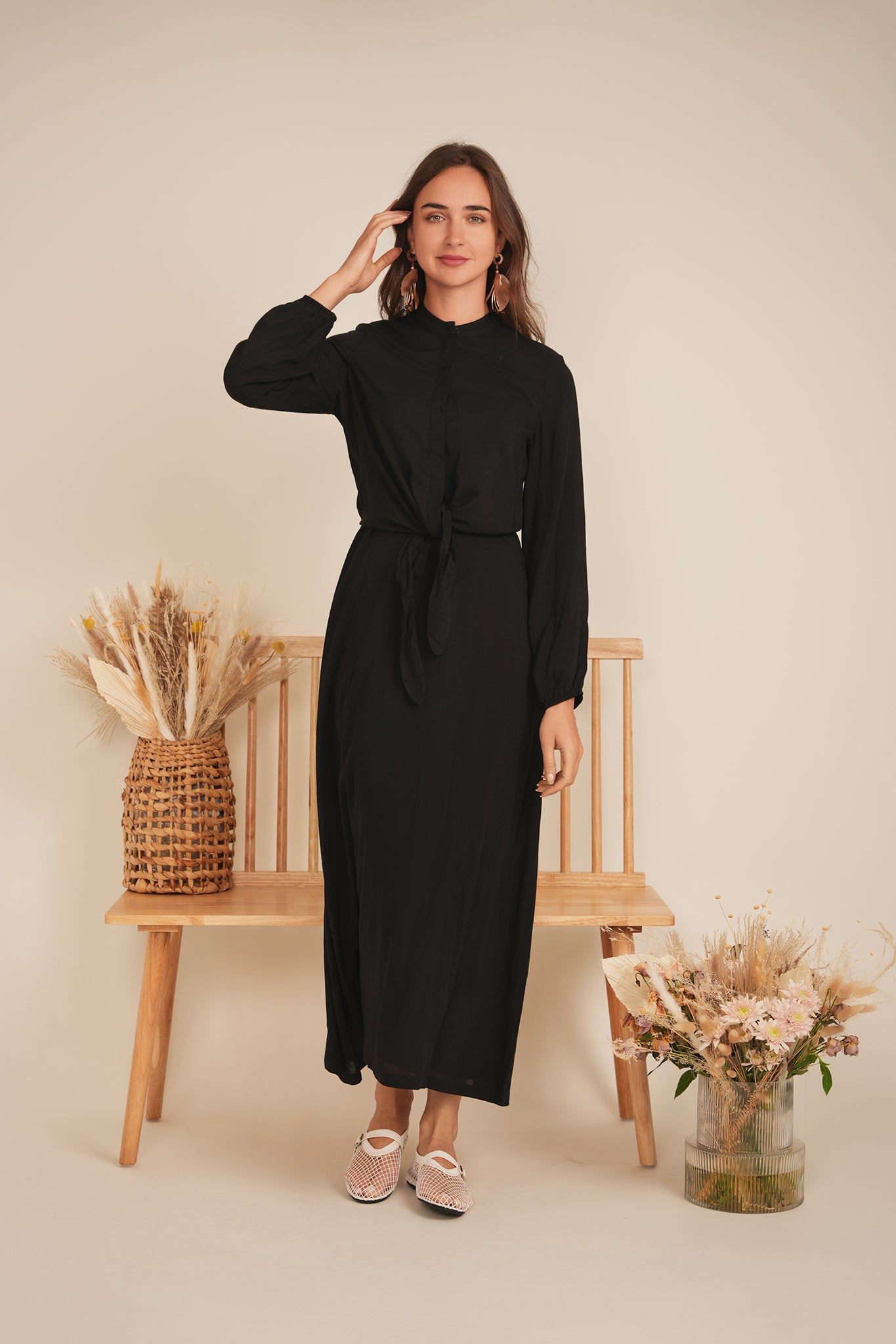 MIUMAX V-NECK GAUZE JUMPER