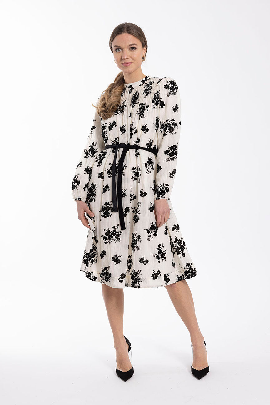 STATIC VELVET FLORAL PRINT DRESS