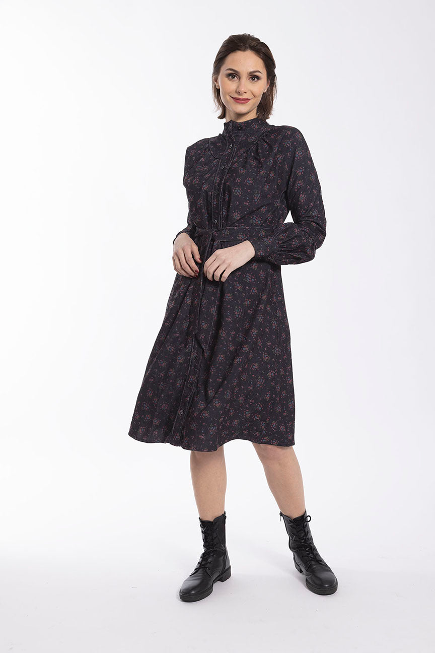 STATIC FLORAL CORDUROY DRESS