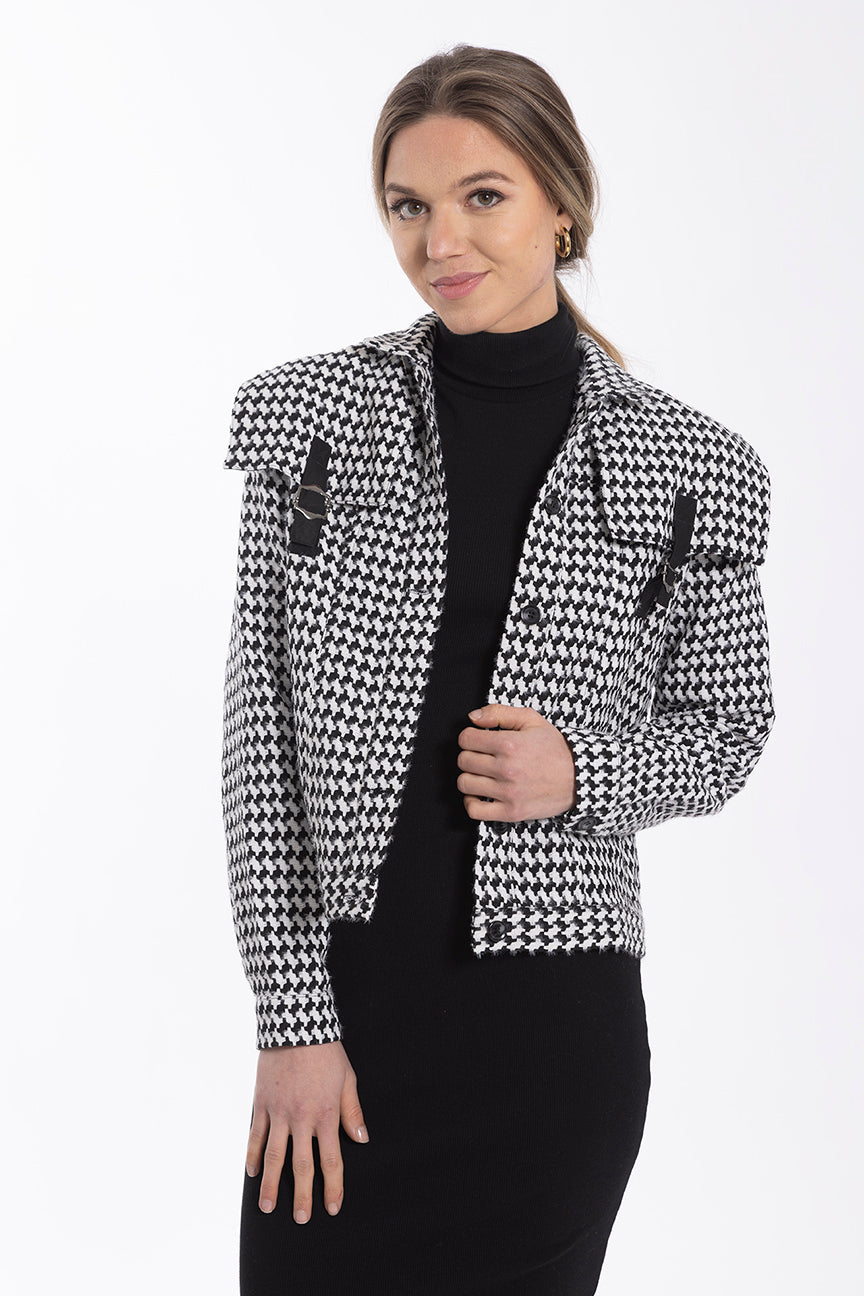 STATIC HOUNDSTOOTH JACKET