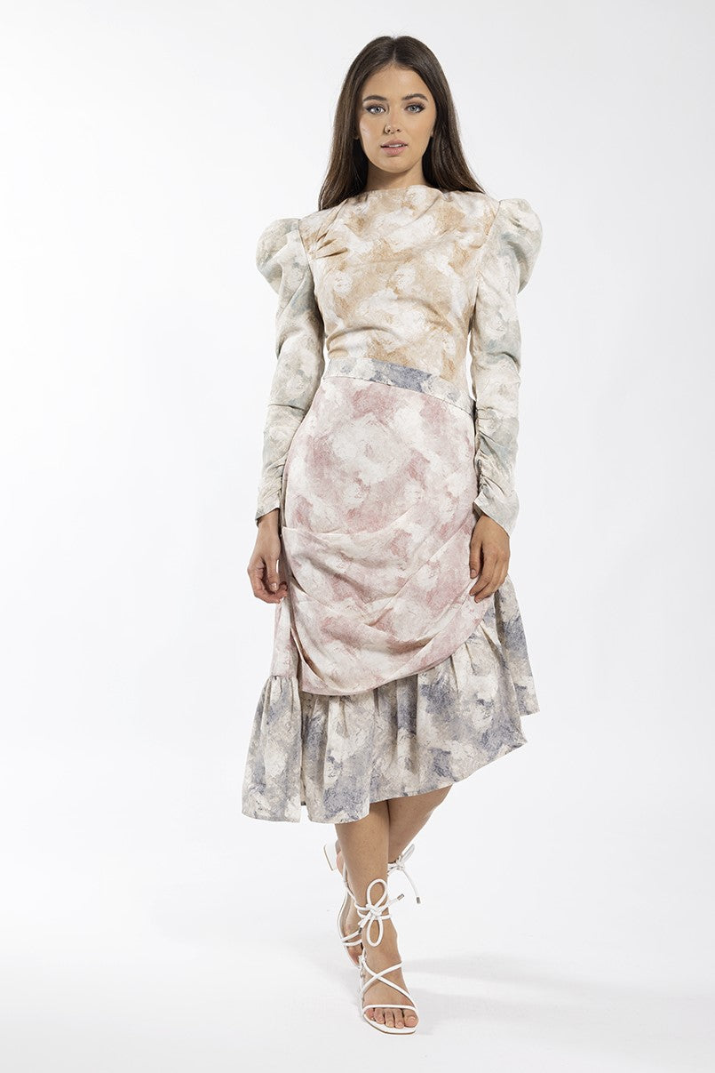 STATIC TIE DYE DRAPE DRESS
