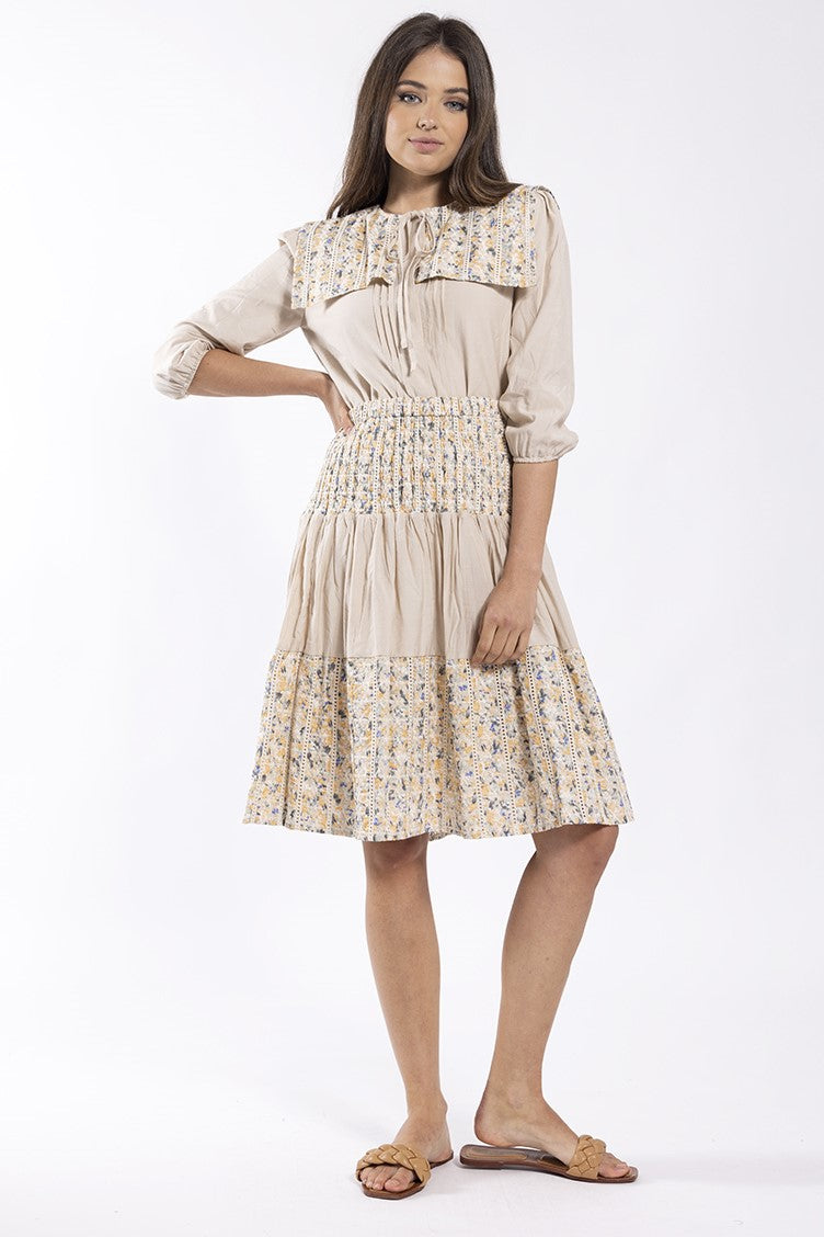 STATIC FLORAL COMBO TIERED SKIRT
