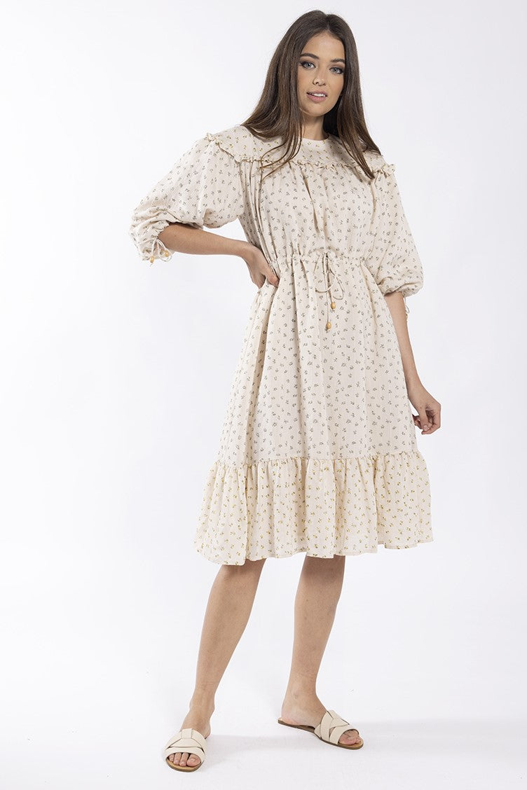 STATIC MULTI FLORAL DRAWSTRING DRESS