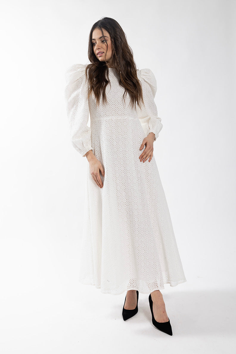 STATIC LACE PUFF SHOULDER DRESS