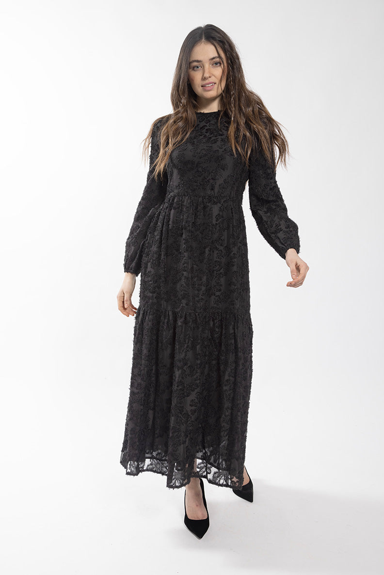 STATIC TEXTURED TIERED DRESS