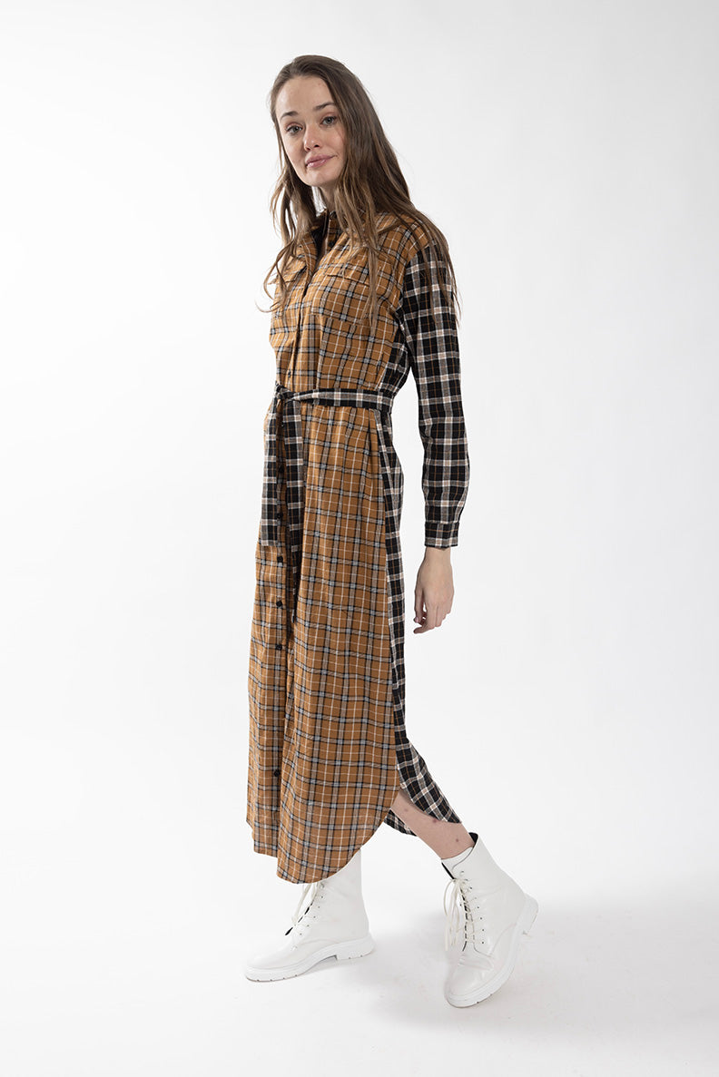 STATIC PLAID SHIRT DRESS