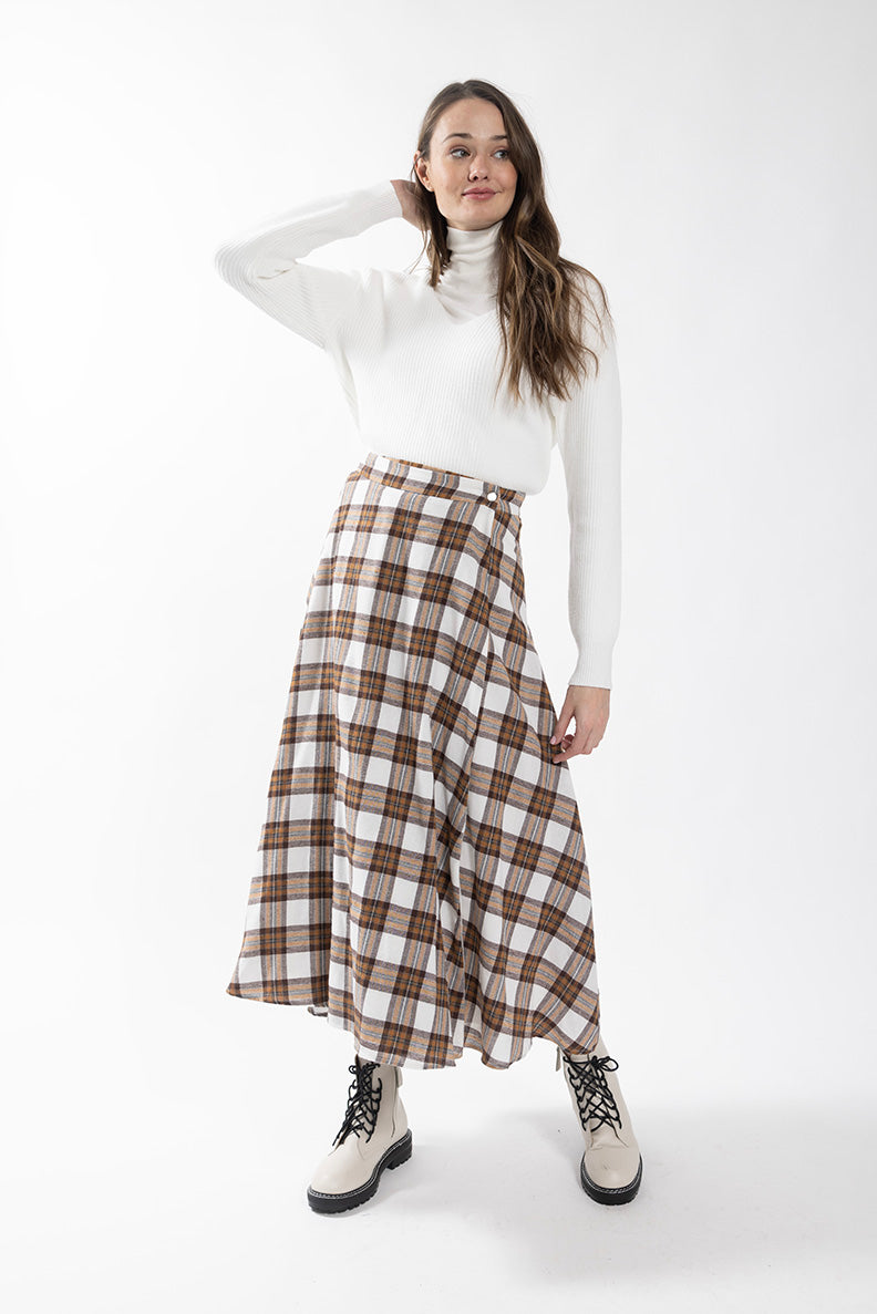 STATIC PLAID WRAP SKIRT
