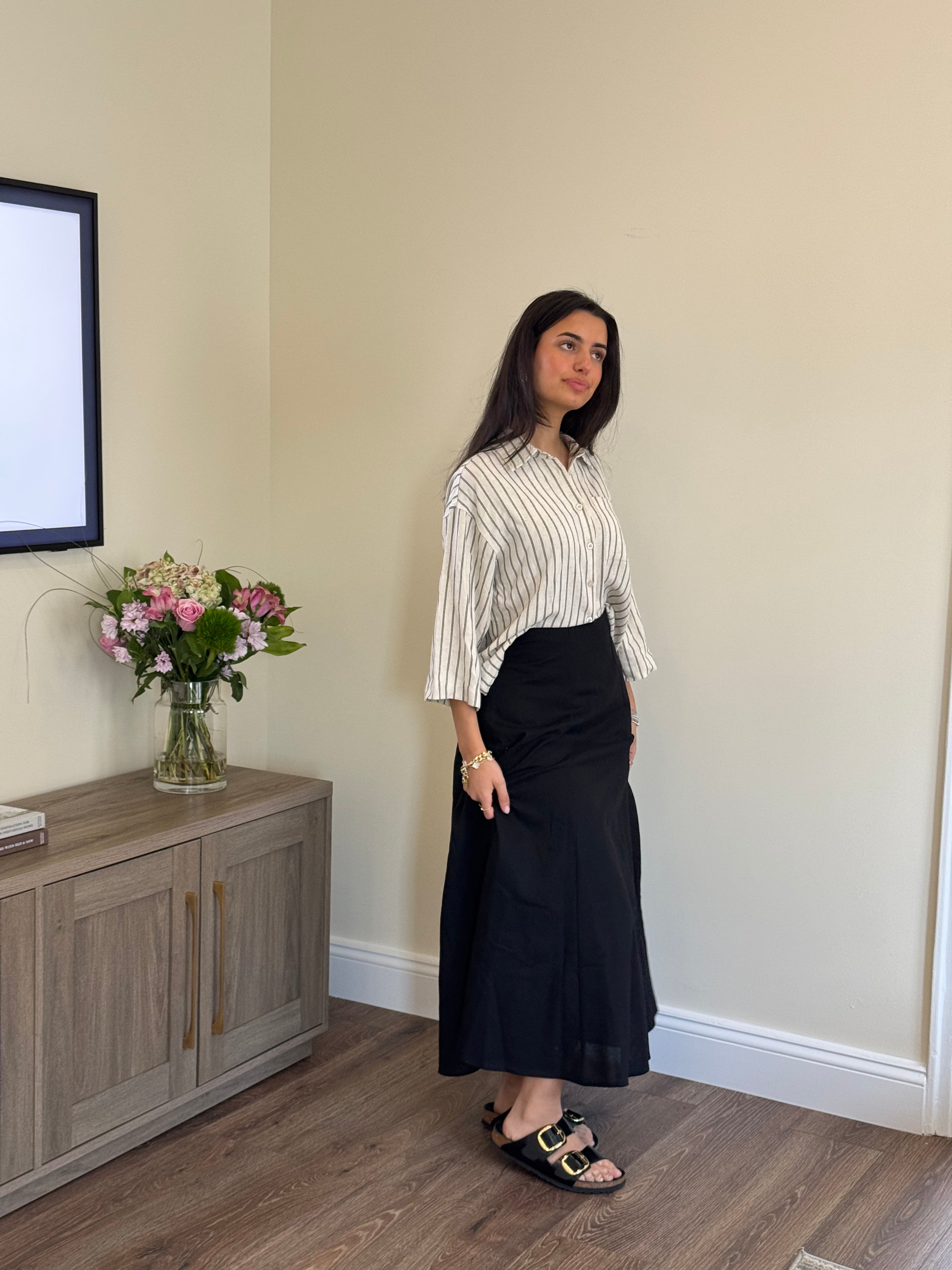 KUO Striped Linen Blouse