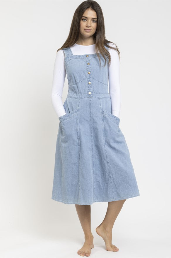 MILA CHAMBRAY DRESS W SMOCKED BACK