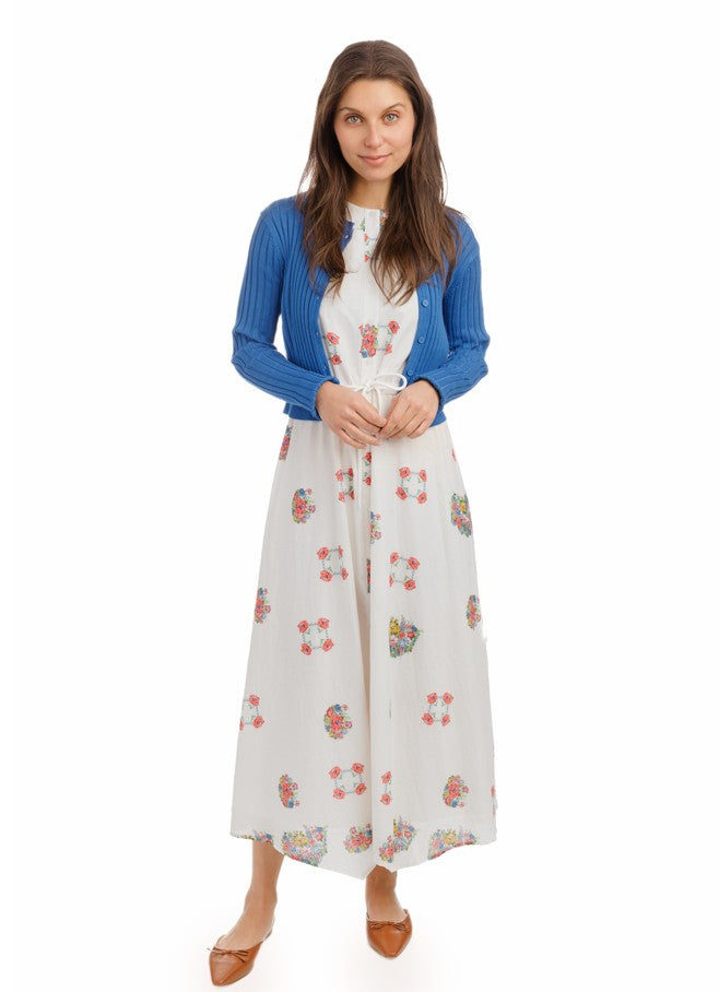 LA SIMONA SET - BOUQUET JUMPER W BLUE RIBBED CARDI