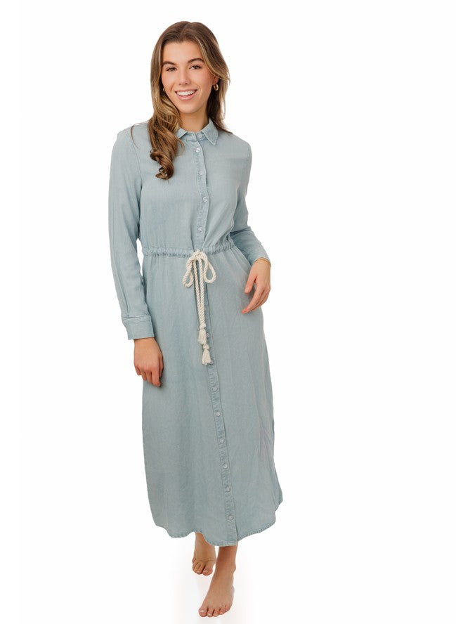 ZOEY + OLIVER ROPE BELTED CHAMBRAY DRESS W ROPE BELT