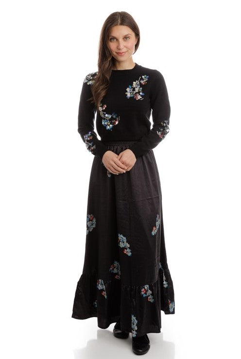 ENGLISH FLORAL SILKY SKIRT