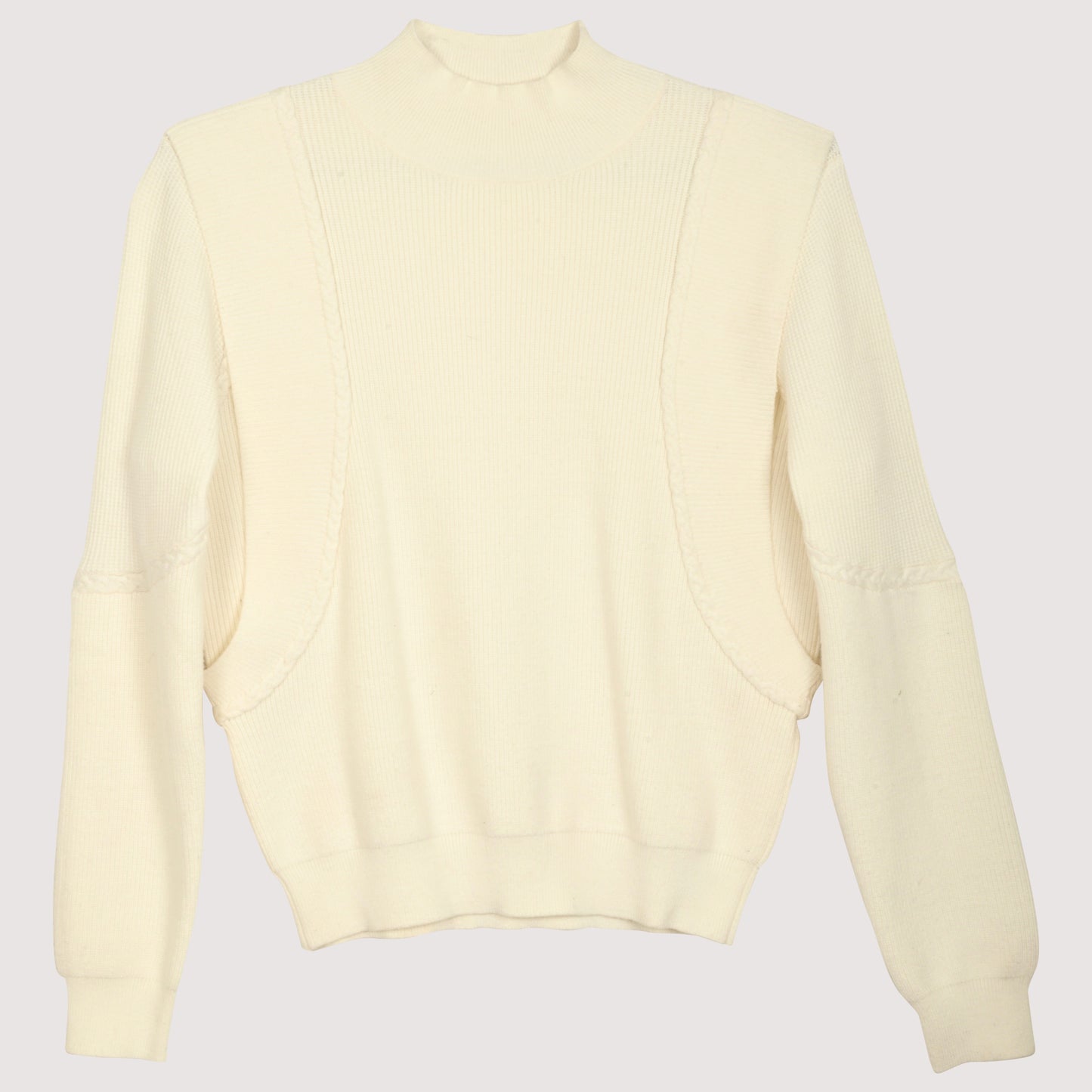 GEORGETTE HIGH NECK SWEATER W BRAIDED DETAIL