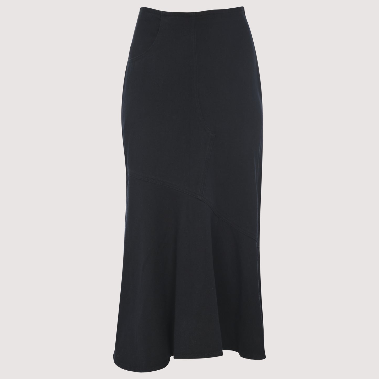 SHIFT COTTON DENIM-LIKE SIDE ZIP SKIRT W POCKET