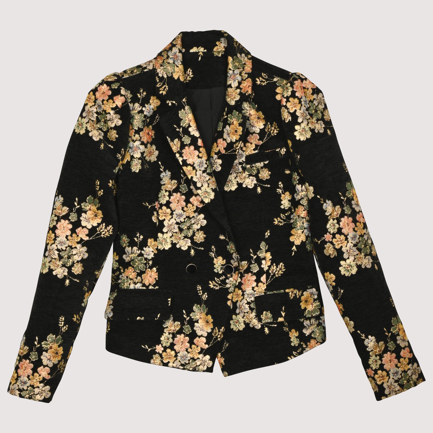 GEMMA ALBRIGHT GOLD SHIMMER FLORAL VELVET BLAZER