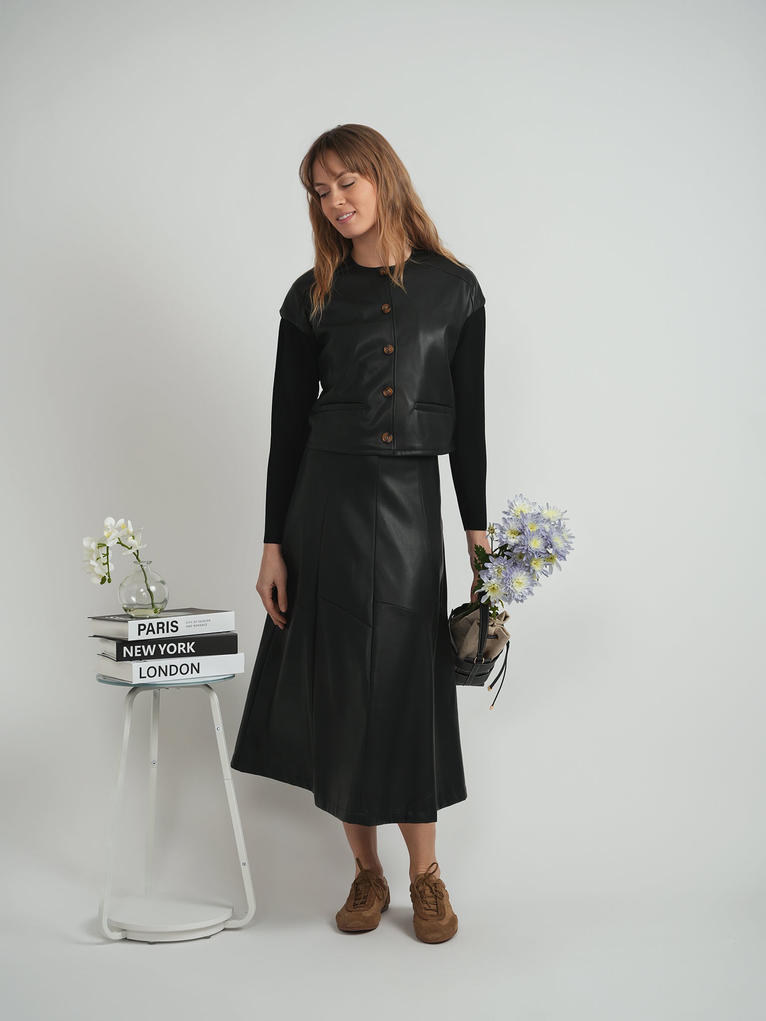 VERSATILE CROPPED LEATHER COMBO JACKET