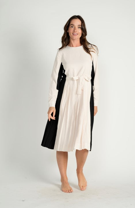 MAUVE COLORBLOCK DRAWSTRING DRESS W PULLSTRING