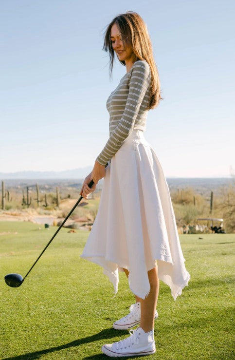 IN:05 ASYMMETRICAL FRINGE SKIRT