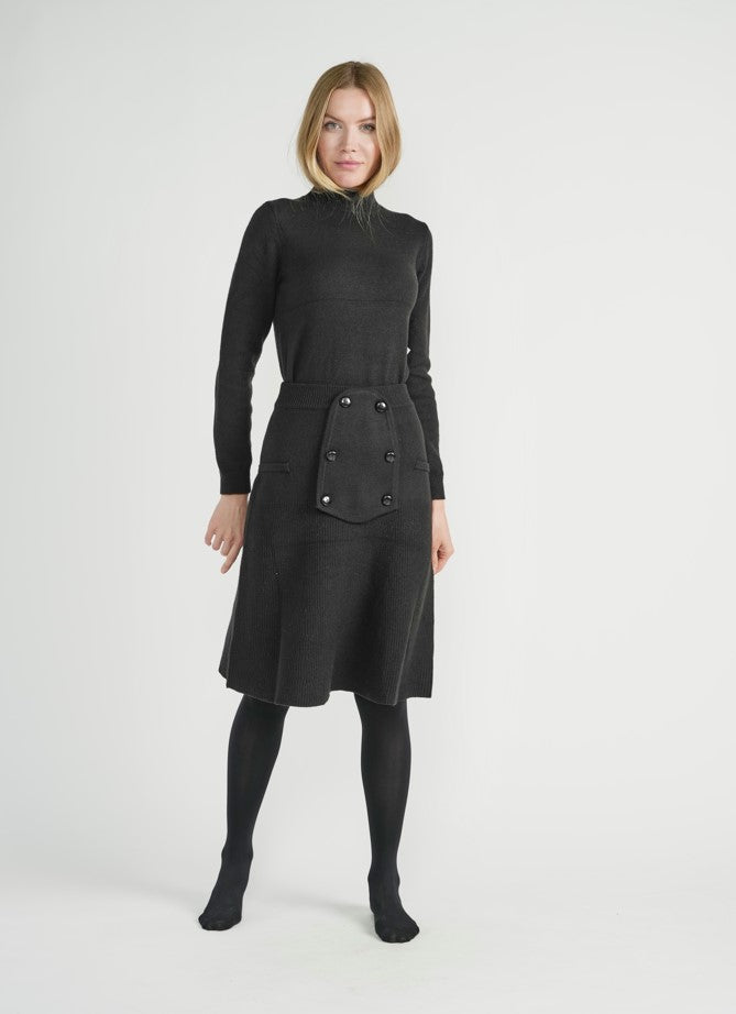 MAUVE BUTTON FRONT KNIT SKIRT