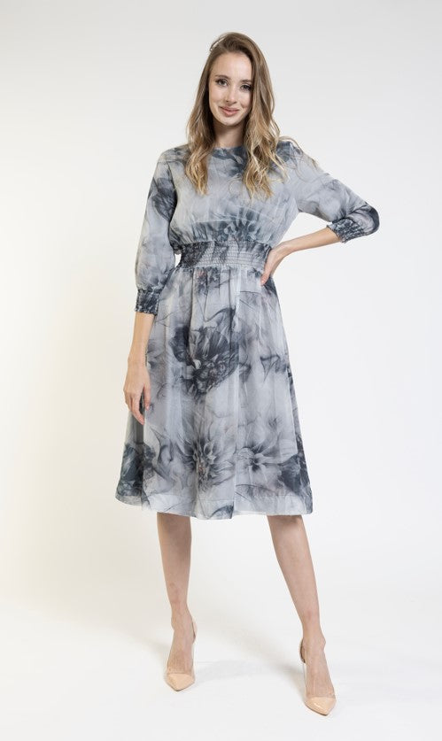 ZOEY + OLIVER SMOKEY FLORAL PRINTED CHIFFON DRESS