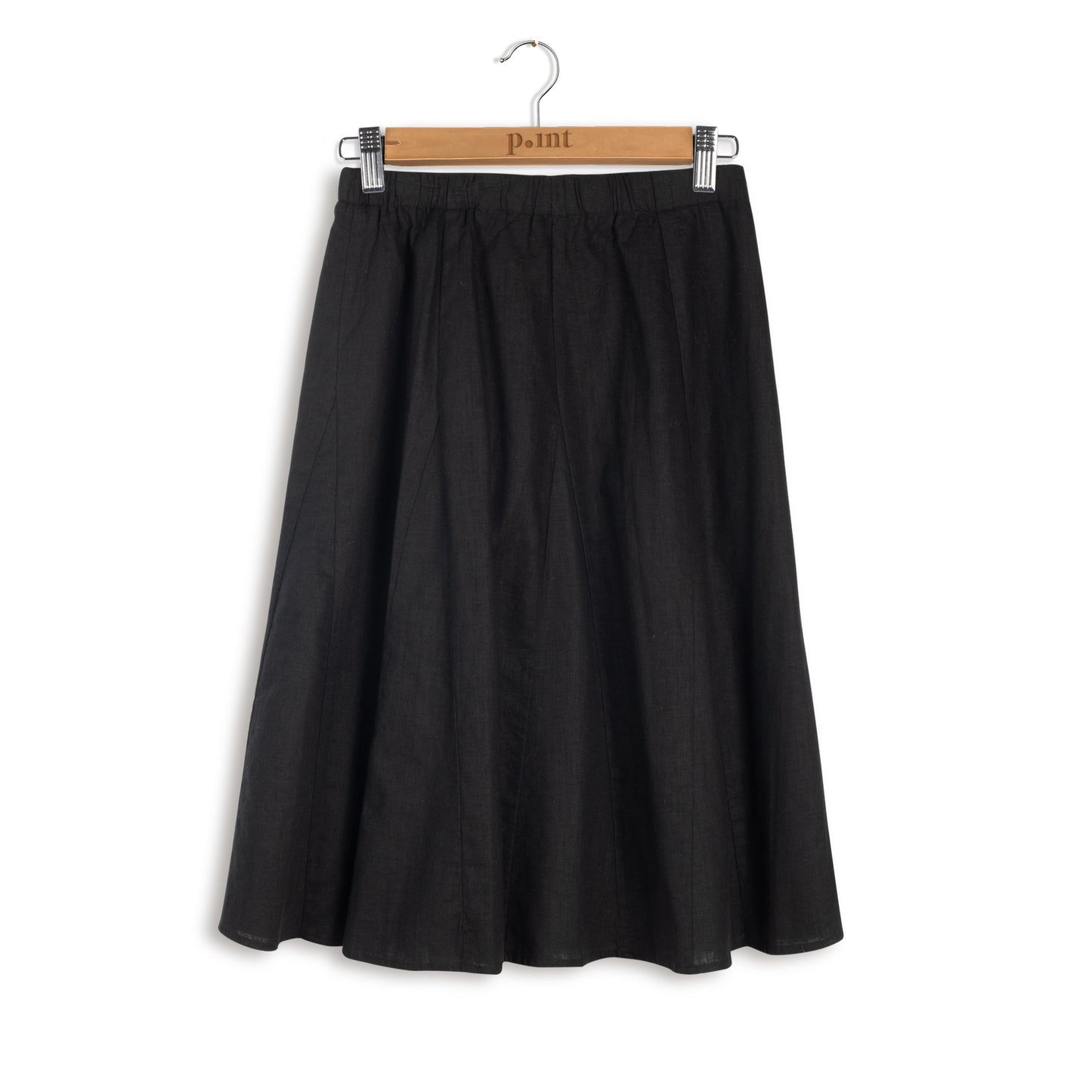 POINT LINEN GORED MID-LENGTH SKIRT