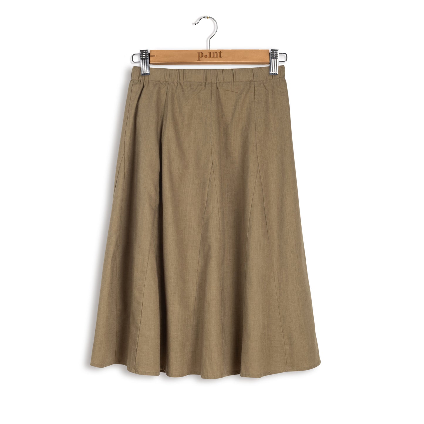 POINT LINEN GORED MID-LENGTH SKIRT