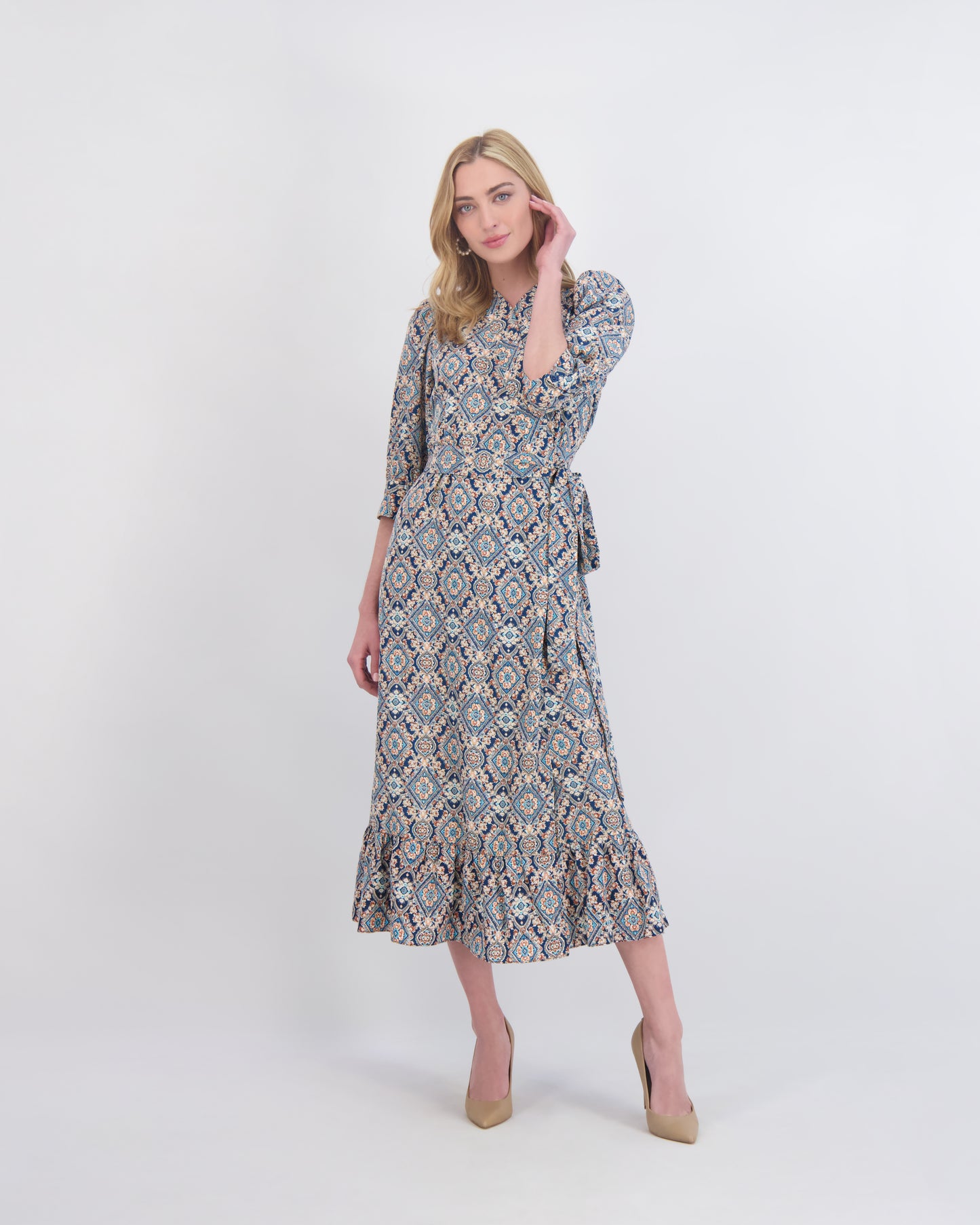 POPPY NEW YORK PRINTED WRAP DRESS