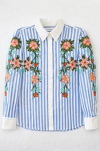 ALEXIA B EMBROIDERED STRIPED SHIRT