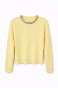 AMELIA KNITED TOP WITH BEADED NECKLINE