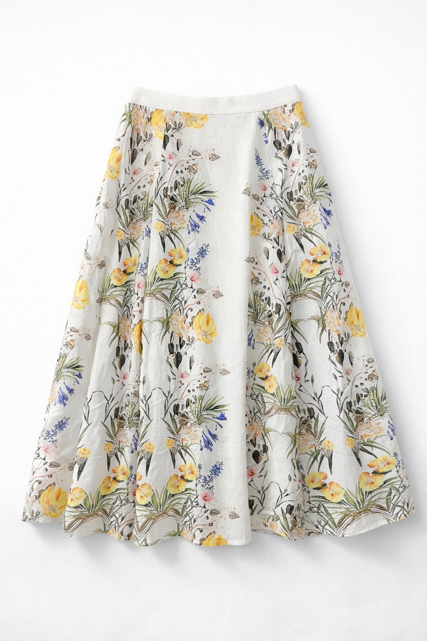 AMELIA PRINTED FLORAL LINEN SKIRT