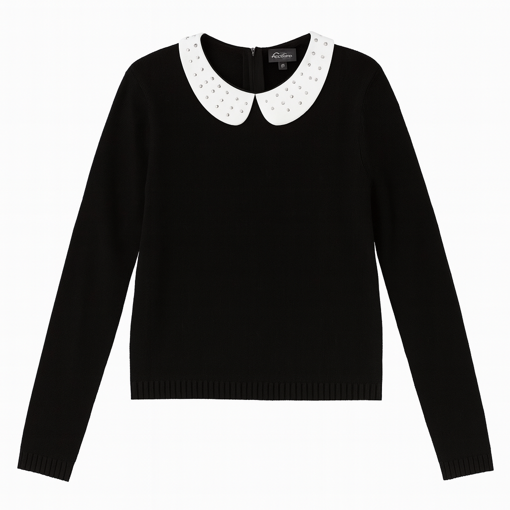 FRENCH MASON STUDDED COLLAR SWEATER
