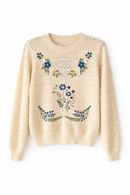 FRENCH MASON FLORAL EMBROIDERED KNIT TOP