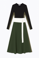 MADISON YOUNG KNIT & CHIFFON COLORLBOCK DRESS